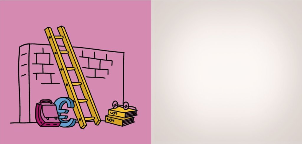 Pinker Hintergrund mit einem Motiv einer Leiter