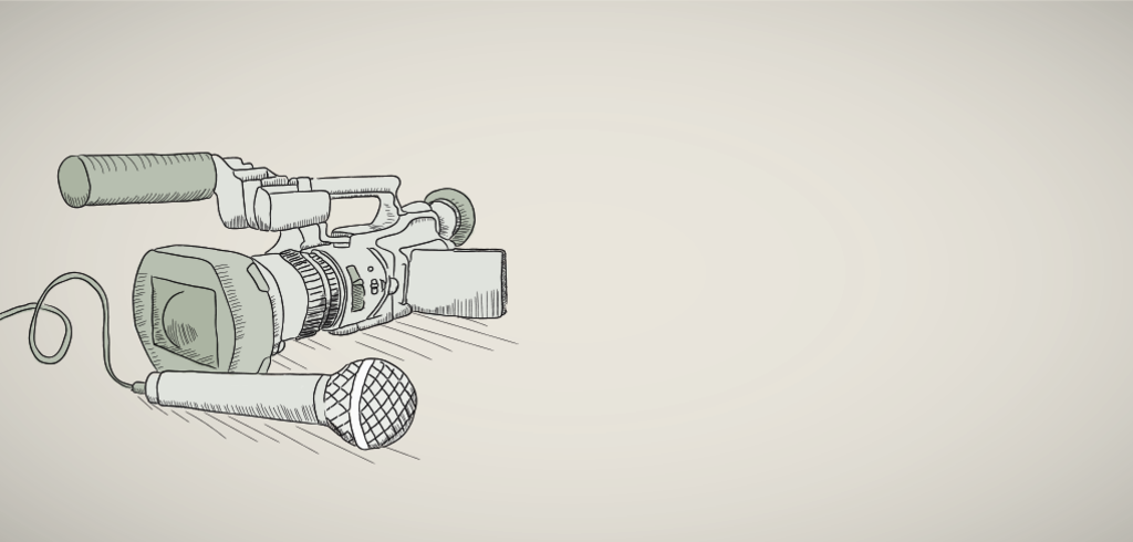 Zeichnung einer Kamera mit Mikrofon