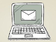 Skizze: Computerbildschrim mit Briefumschlag