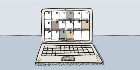 Kalender auf einem Laptop-Bildschirm
